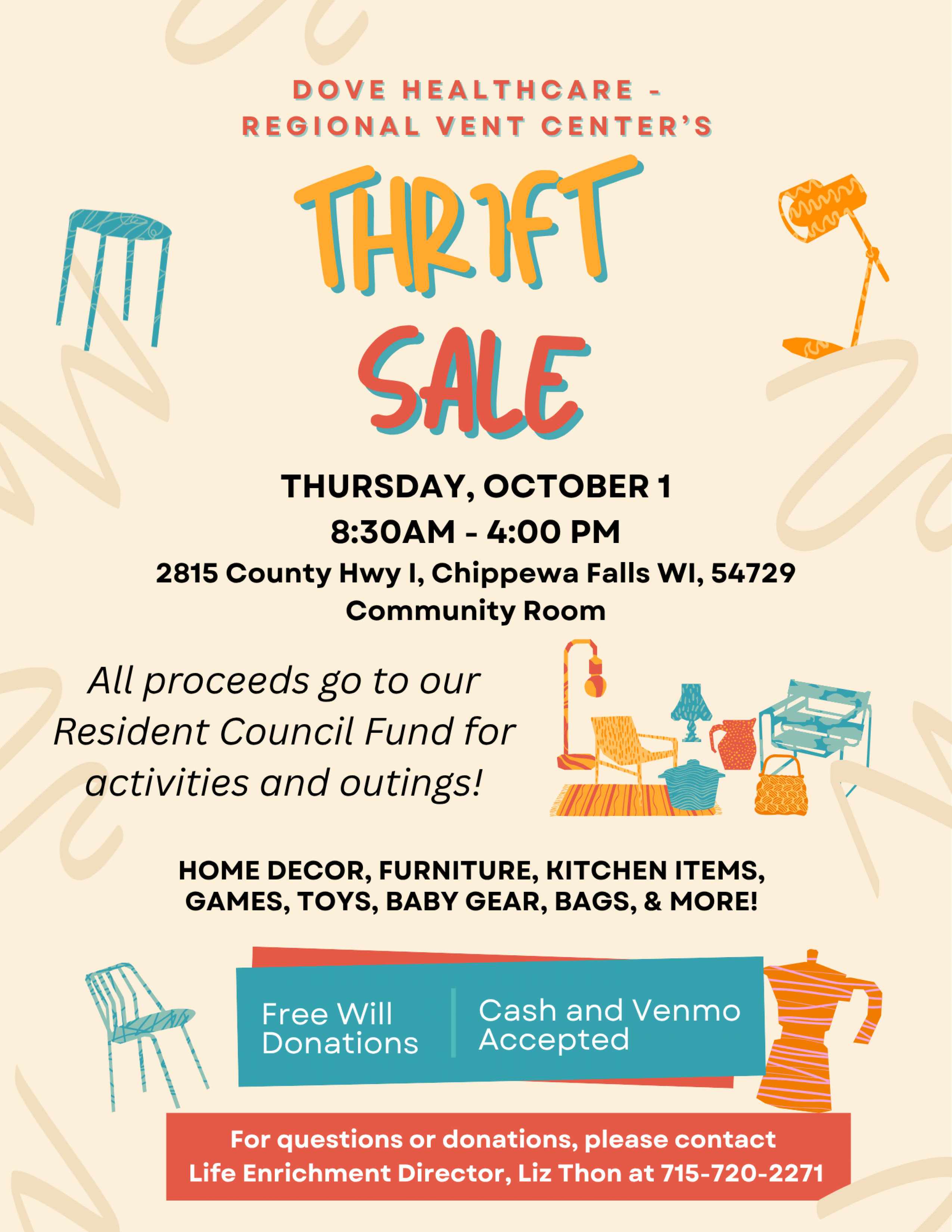 Thrift Sale in Chippewa Falls | Resident Council Fundraiser | Donations Accepted
