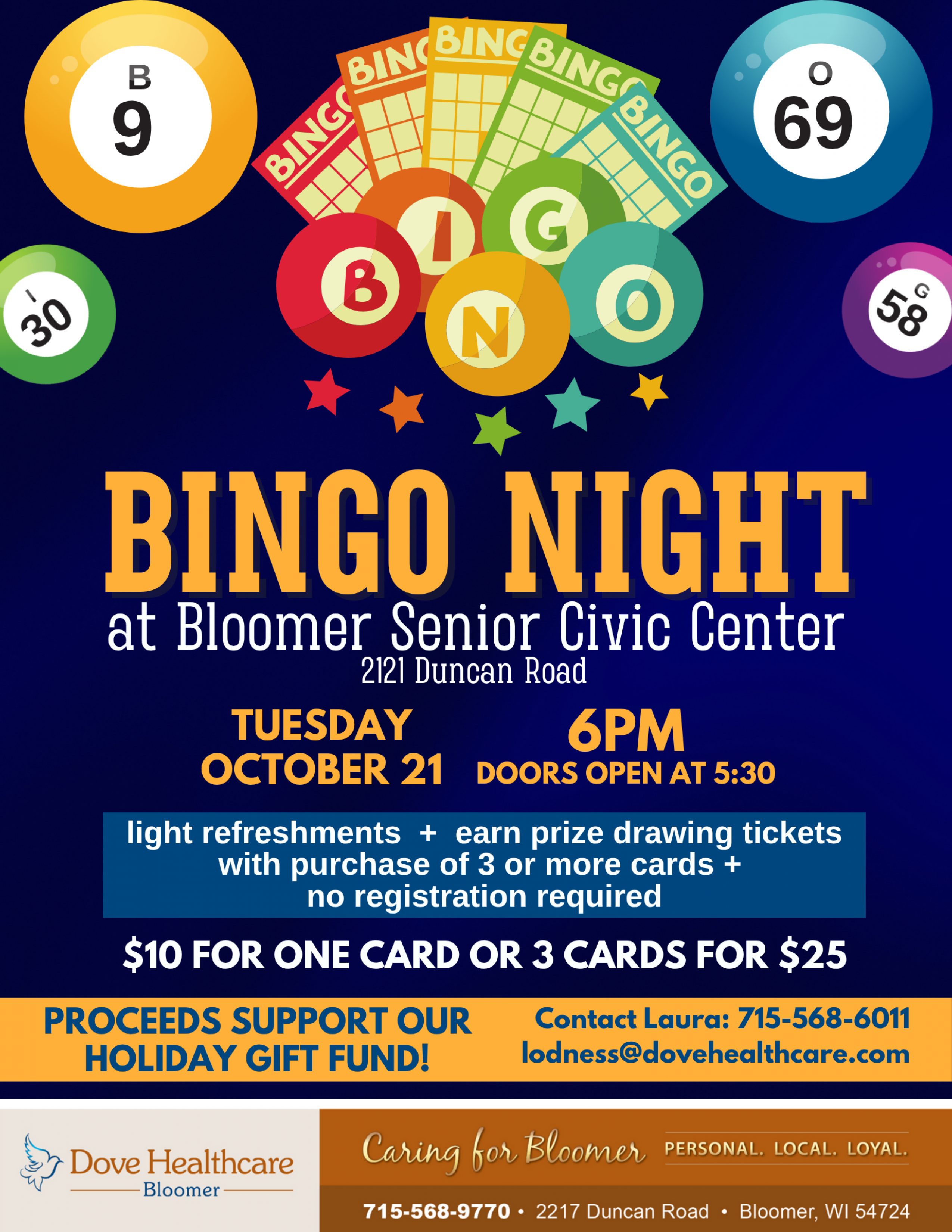 Bingo Night at the Bloomer Senior Civic Center