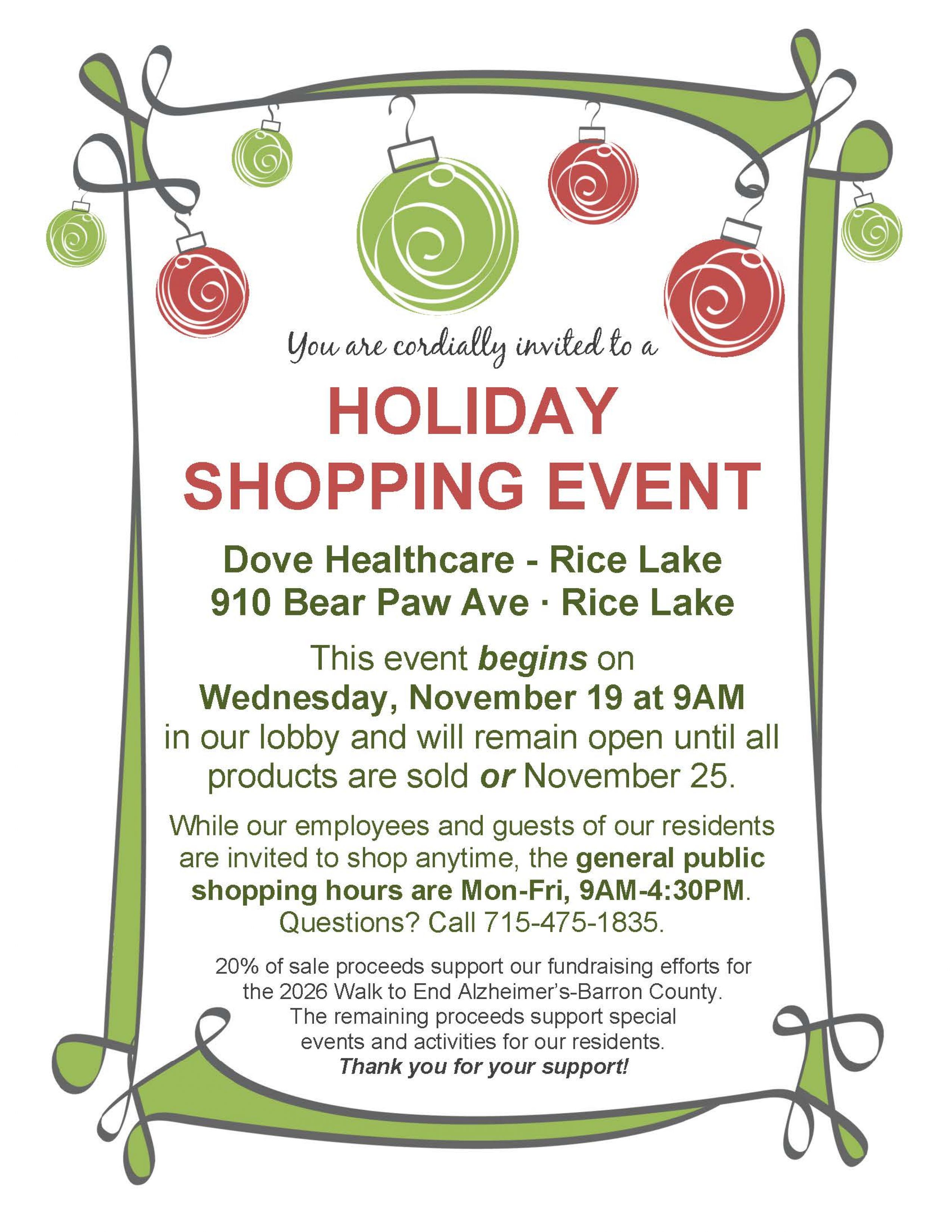 Holiday Shopping Event in Rice Lake